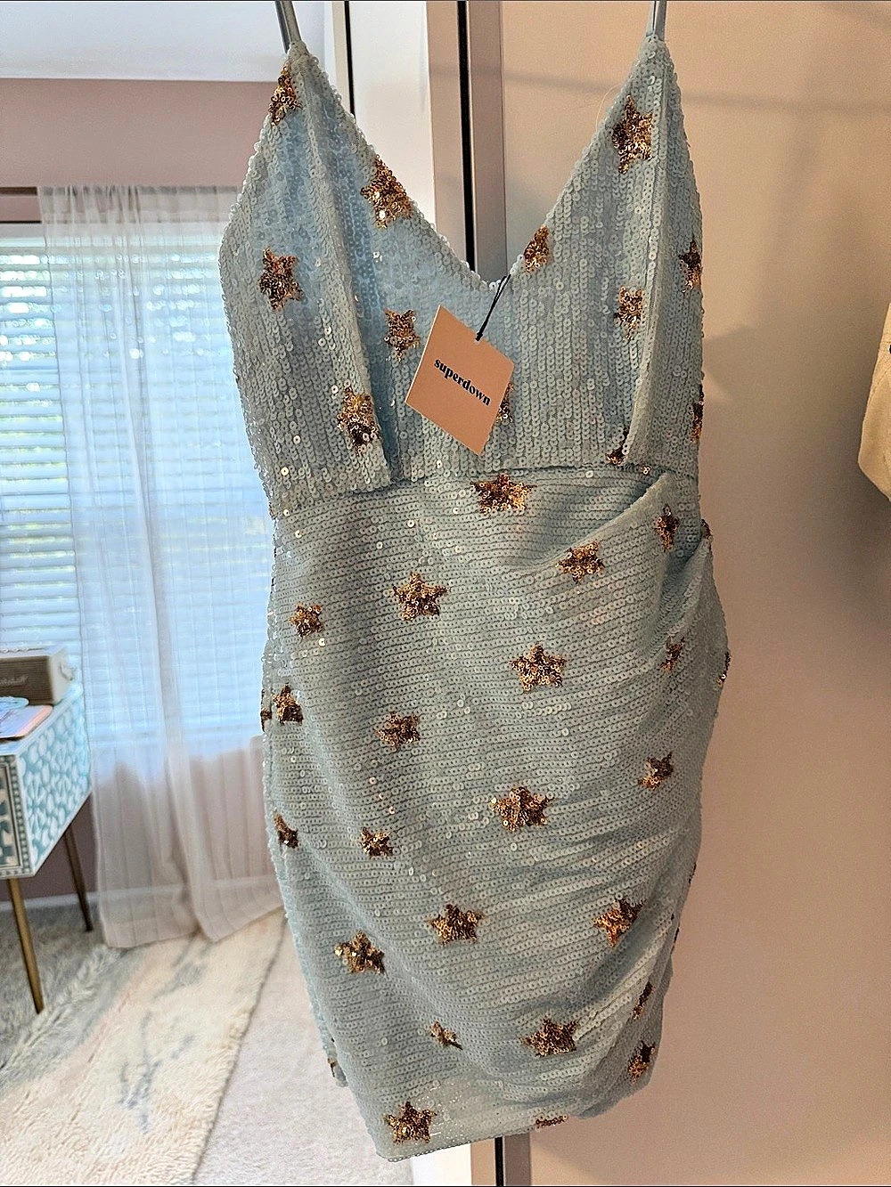 superdown Dina Mini Dress Sequin Blue Size Small